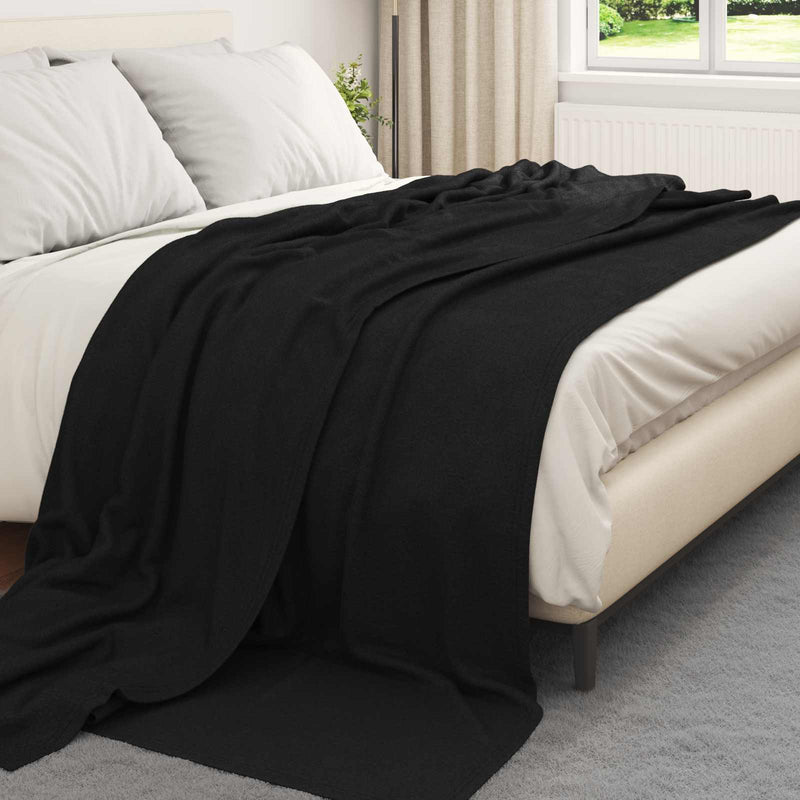 Chargez l'image dans la visionneuse de la galerie, Vidaxl gooi deken zwart 240 x 220 cm fleece
