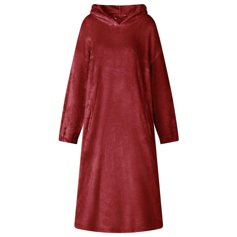 Afbeelding laden in galerijviewer, Vidaxl deken hoodie bordeaux rood m flanel
