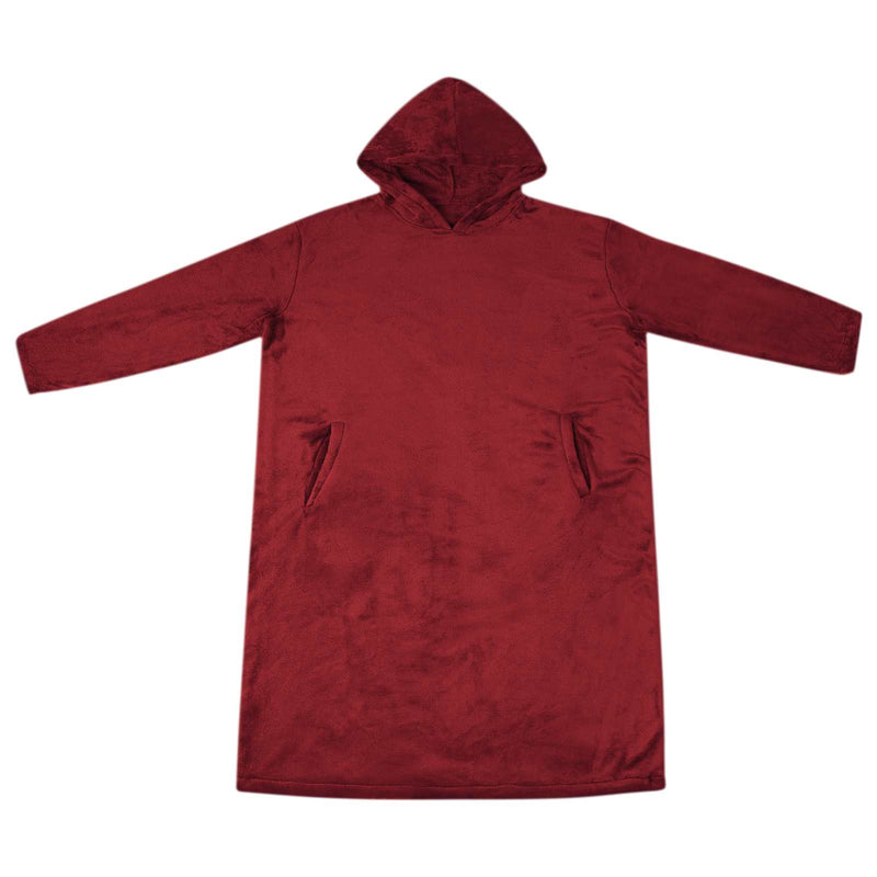 Afbeelding laden in galerijviewer, Vidaxl deken hoodie bordeaux rood l flanel
