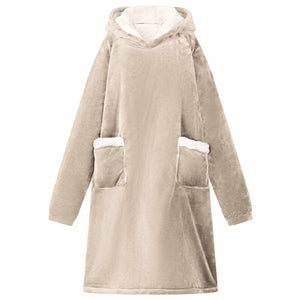 Vidaxl deken hoodie beige m fleece en flanel
