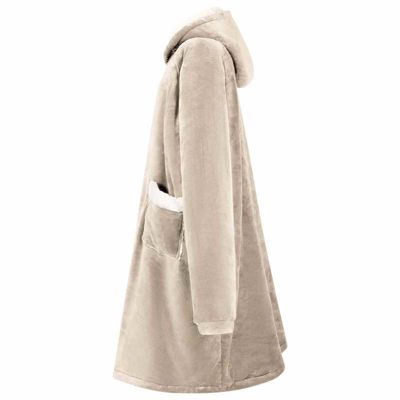 Afbeelding laden in galerijviewer, Vidaxl deken hoodie beige m fleece en flanel
