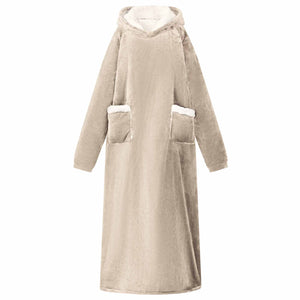 Vidaxl deken hoodie beige l fleece en flanel