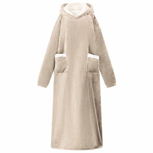 Vidaxl deken hoodie beige l fleece en flanel