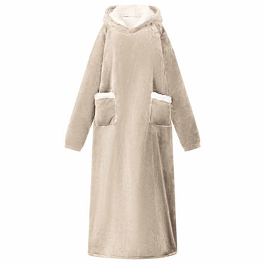 Vidaxl deken hoodie beige l fleece en flanel