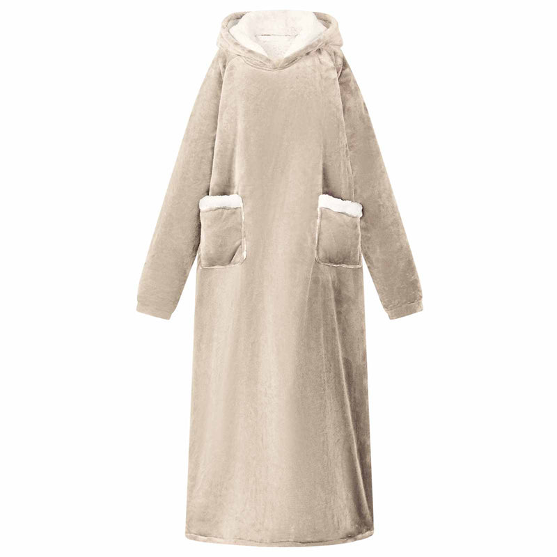 Afbeelding laden in galerijviewer, Vidaxl deken hoodie beige l fleece en flanel
