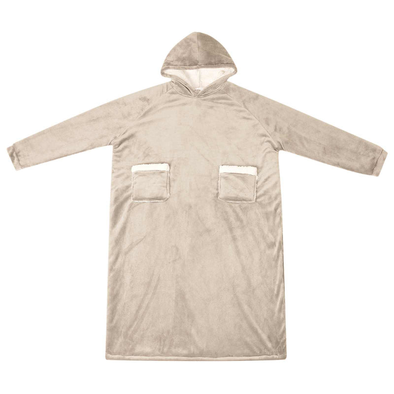 Afbeelding laden in galerijviewer, Vidaxl deken hoodie beige l fleece en flanel
