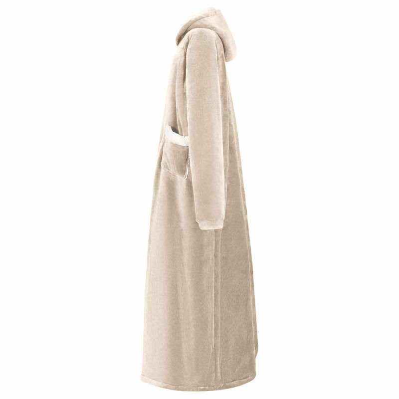 Afbeelding laden in galerijviewer, Vidaxl deken hoodie beige l fleece en flanel
