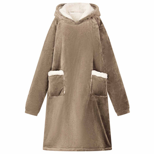 Vidaxl deken hoodie kameel l fleece en flanel