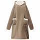 Vidaxl deken hoodie kameel l fleece en flanel