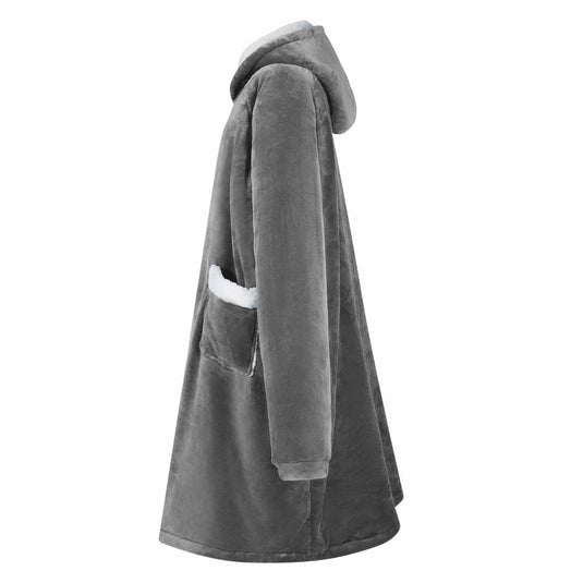 Vidaxl deken hoodie donkergrijs m fleece en flanel