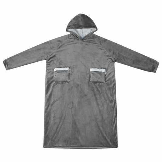 Vidaxl deken hoodie donkergrijs m fleece en flanel