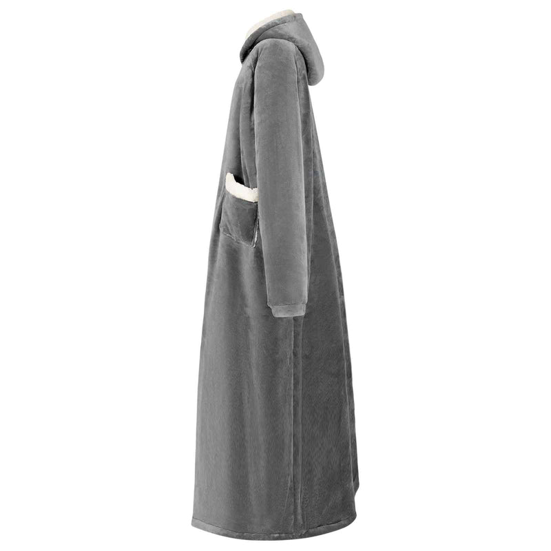 Afbeelding laden in galerijviewer, Vidaxl deken hoodie donkergrijs m fleece en flanel
