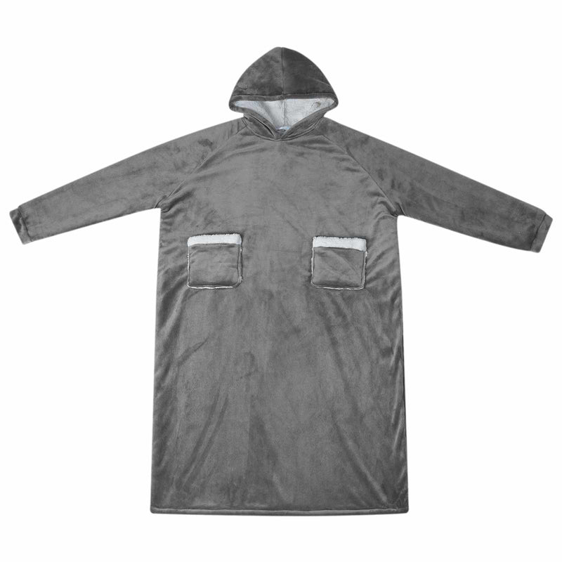 Afbeelding laden in galerijviewer, Vidaxl deken hoodie donkergrijs l fleece en flanel
