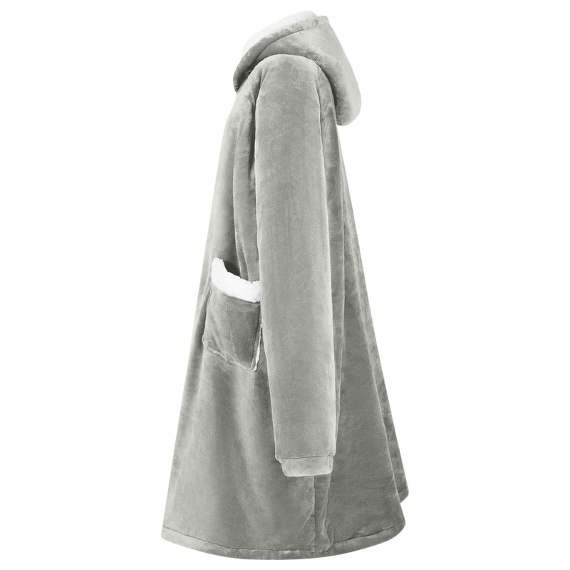 ギャラリービューアに画像をロードする, Vidaxl deken hoodie grijs m fleece en flanel
