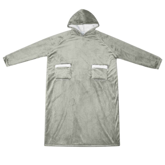 Vidaxl deken hoodie grijs m fleece en flanel