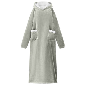 Vidaxl deken hoodie grijs l fleece en flanel