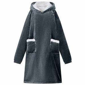 Vidaxl deken hoodie marineblauw m fleece en flanel