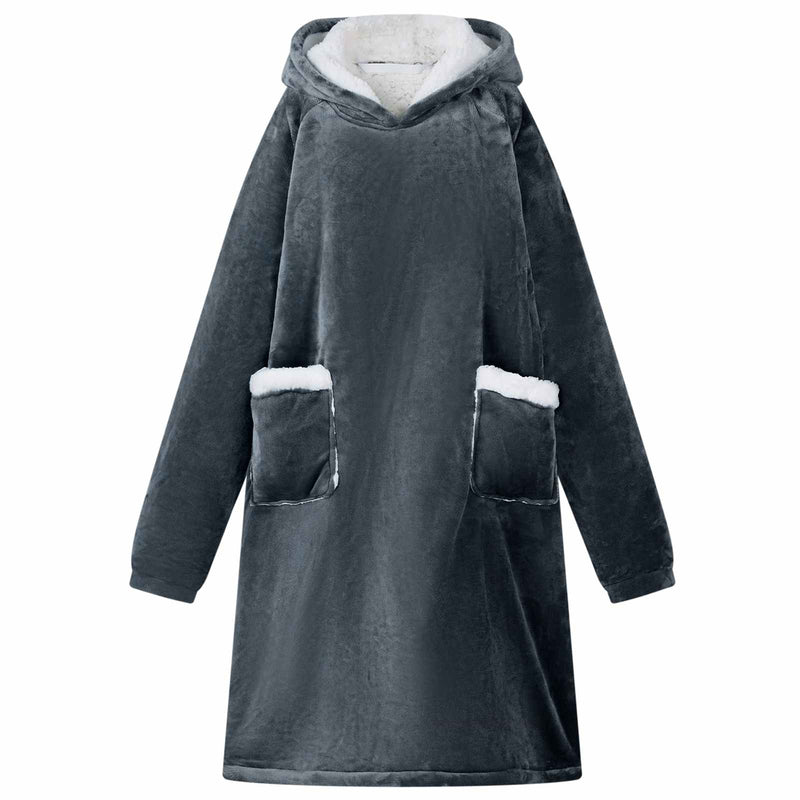 Afbeelding laden in galerijviewer, Vidaxl deken hoodie marineblauw l fleece en flanel
