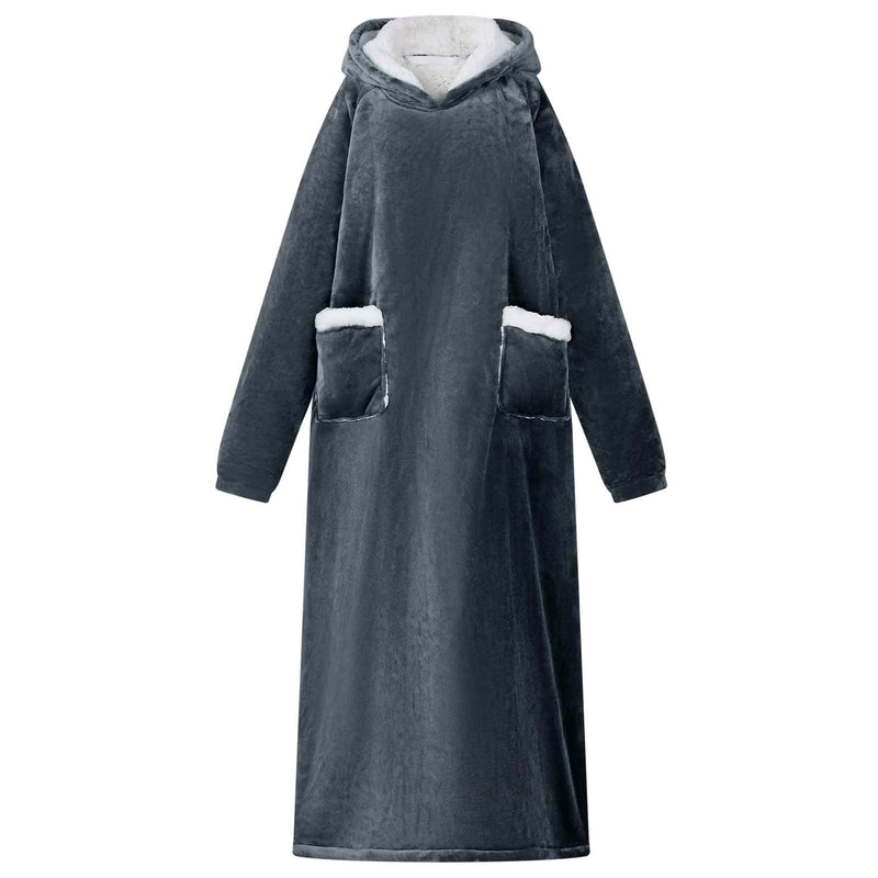 Afbeelding laden in galerijviewer, Vidaxl deken hoodie marineblauw l fleece en flanel
