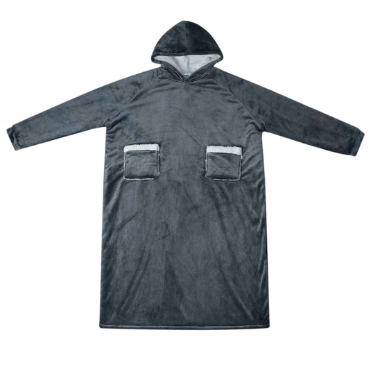 Vidaxl deken hoodie marineblauw l fleece en flanel