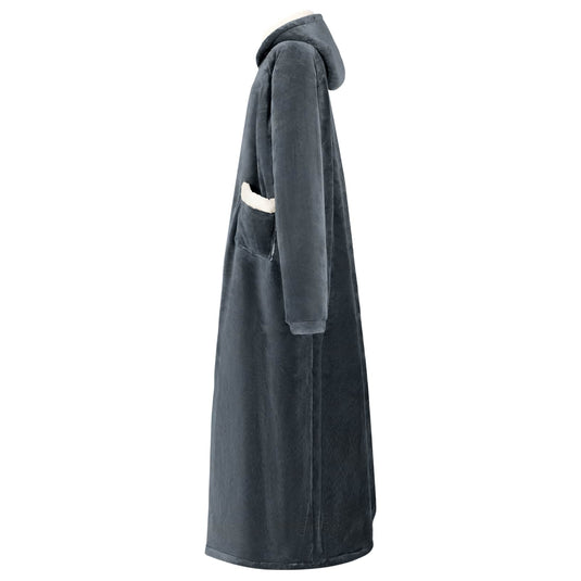 Vidaxl deken hoodie marineblauw l fleece en flanel