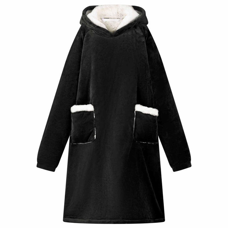 ギャラリービューアに画像をロードする, Vidaxl deken hoodie zwart m fleece en flanel
