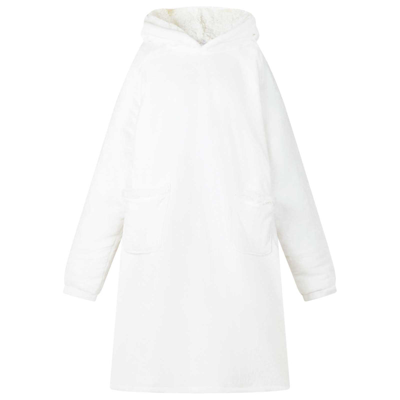 Afbeelding laden in galerijviewer, Vidaxl deken hoodie wit m fleece en flanel
