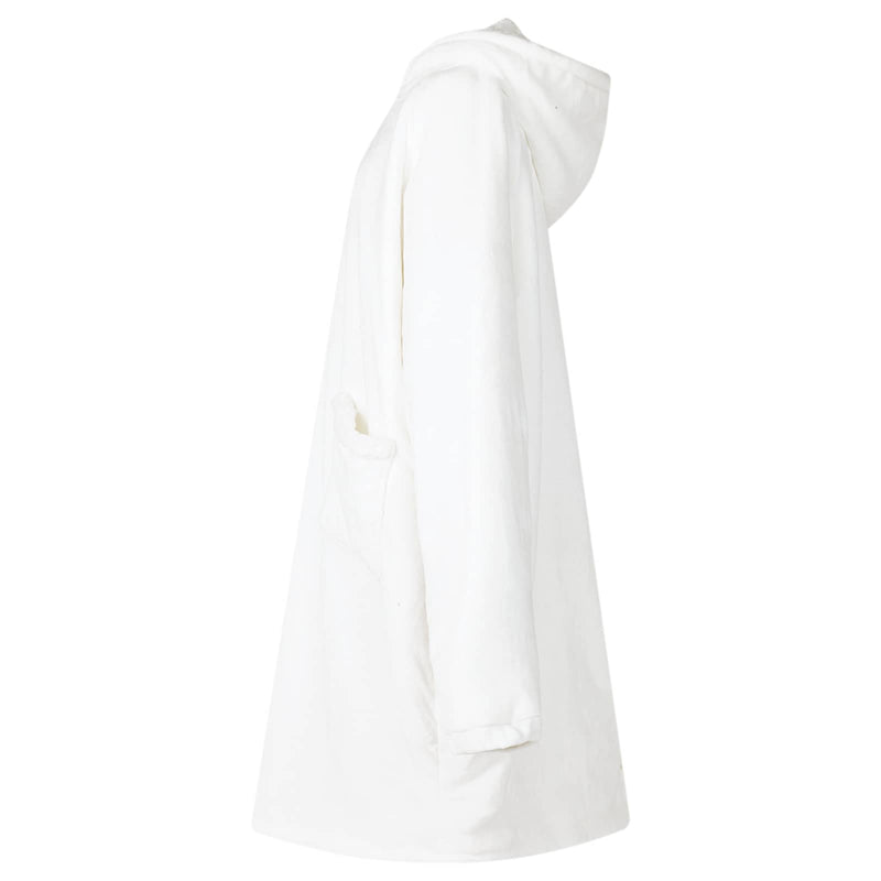 Afbeelding laden in galerijviewer, Vidaxl deken hoodie wit m fleece en flanel
