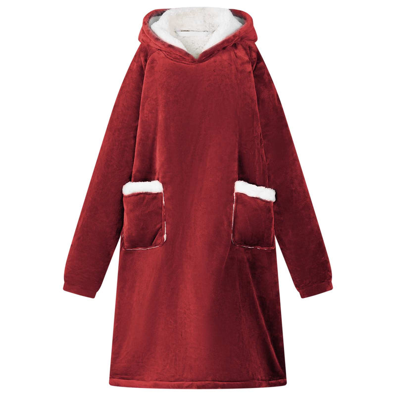 ギャラリービューアに画像をロードする, Vidaxl deken hoodie bordeaux rood m fleece en flanel
