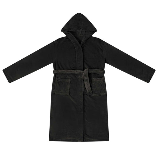 Vidaxl badjas hoodie zwart s flanel