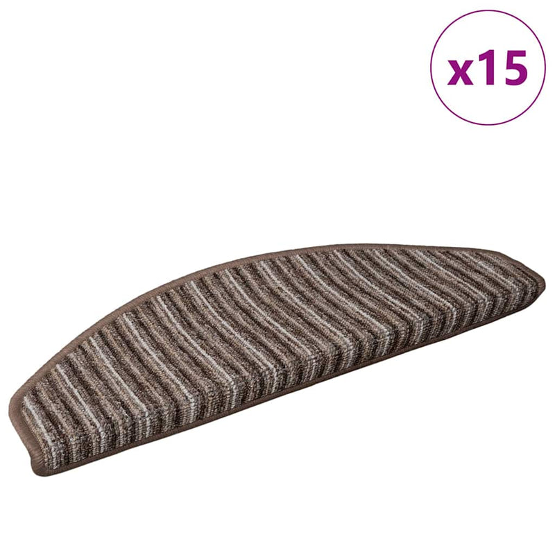 Afbeelding laden in galerijviewer, Vidaxl zelfklevende trapmatten 15 pcs bruin 65 x 21 x 4 cm
