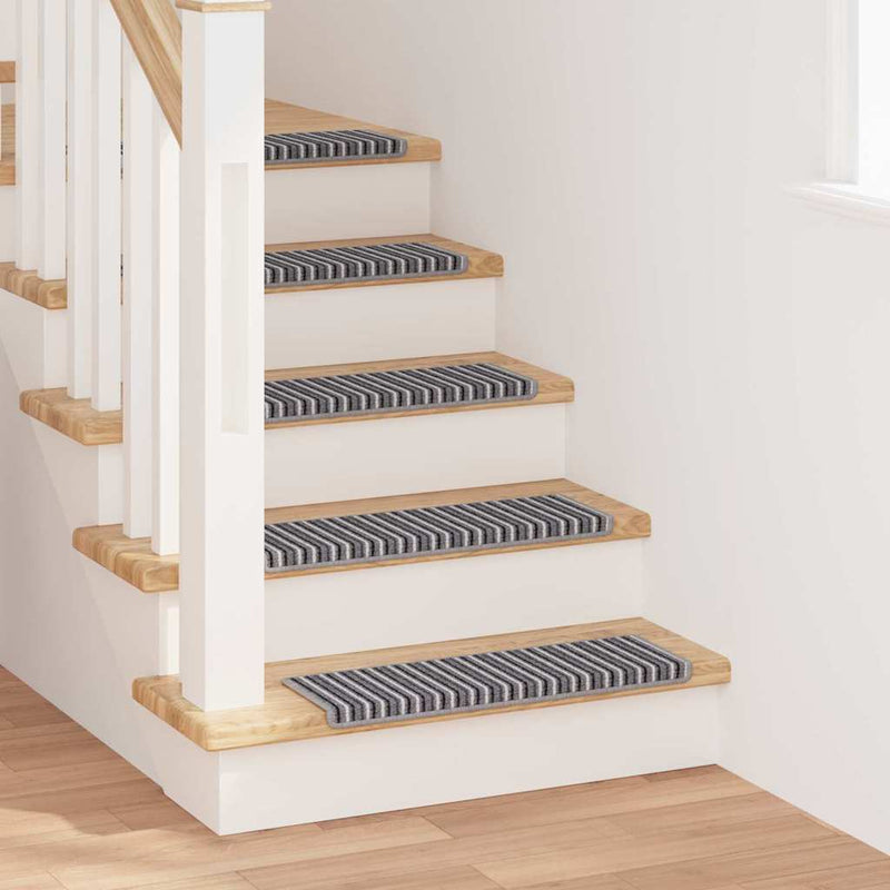 Afbeelding laden in galerijviewer, Vidaxl zelfklevende trapmatten gestreept 15 pcs grijs 65 x 21 x 4 cm

