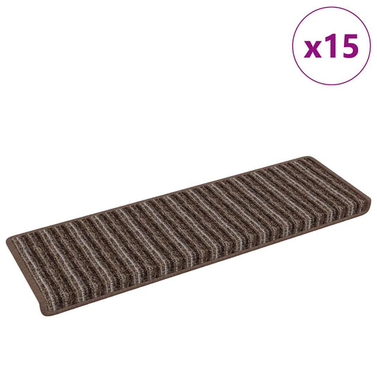 Vidaxl zelfklevende trapmatten gestreept 15 pcs bruin 65 x 21 x 4 cm