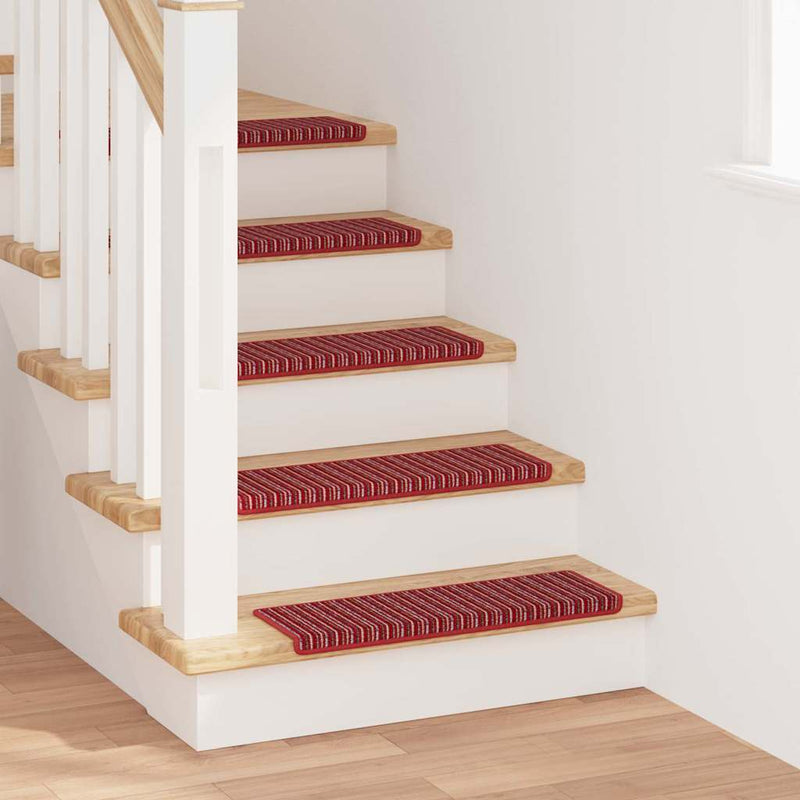 Afbeelding laden in galerijviewer, Vidaxl zelfklevende trapmatten gestreept 15 pcs rood 65 x 21 x 4 cm
