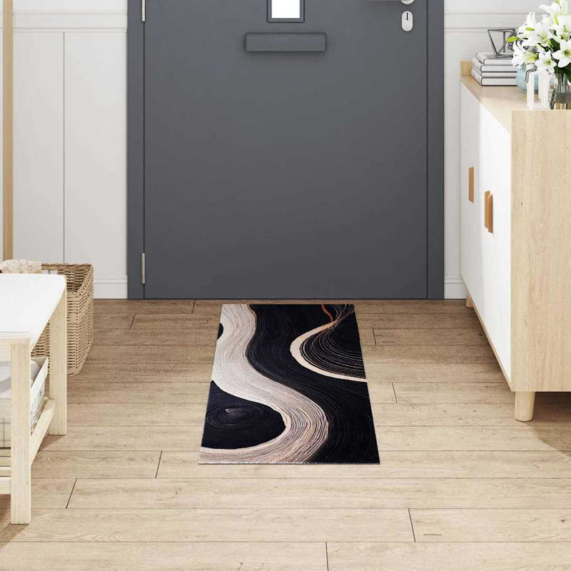 Afbeelding laden in galerijviewer, Vidaxl keuken vloerkleed zwart 150 x 45 cm fluweel
