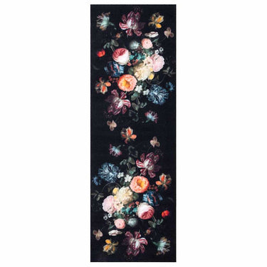 Vidaxl keuken vloerkleed zwart 180 x 60 cm fluweel