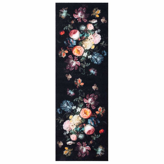 Vidaxl keuken vloerkleed zwart 180 x 60 cm fluweel
