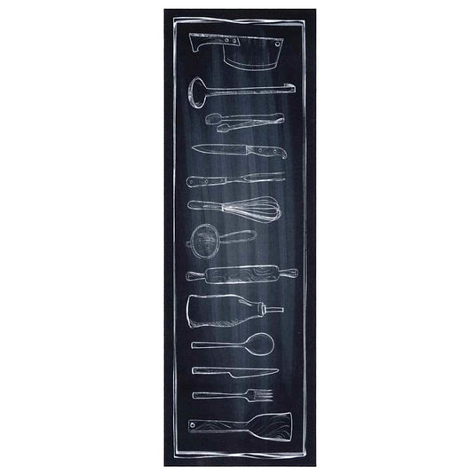Vidaxl keuken vloerkleed zwart 180 x 60 cm fluweel