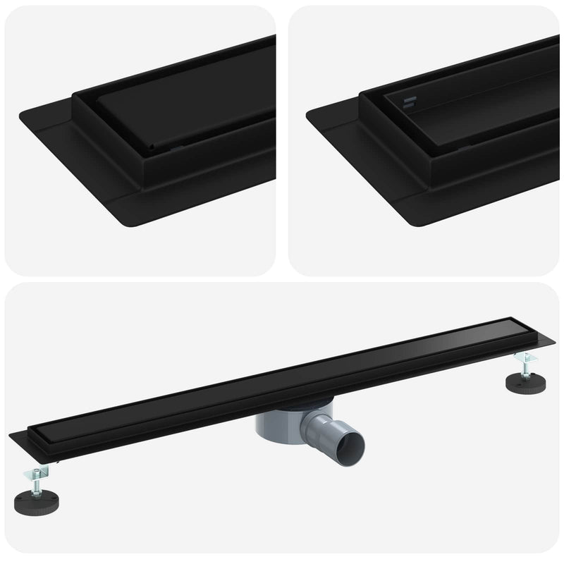 Afbeelding laden in galerijviewer, Vidaxl doucheafvoer 2-in-1 met 360° sifon zwart 80 cm
