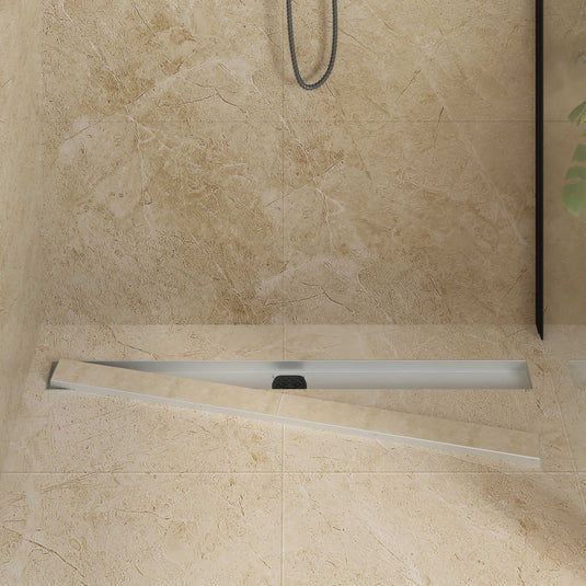 Vidaxl doucheafvoer 2-in-1 met 360° sifon zilver 100 cm