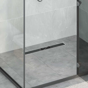 Vidaxl doucheafvoer glasdeksel met 360° sifon zwart 60 cm