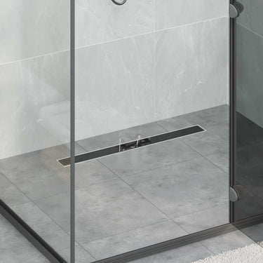 Vidaxl doucheafvoer met glazen deksel zwart 80 cm roestvrij staal 304