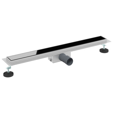 Vidaxl doucheafvoer met glazen deksel zwart 70 cm roestvrij staal 304