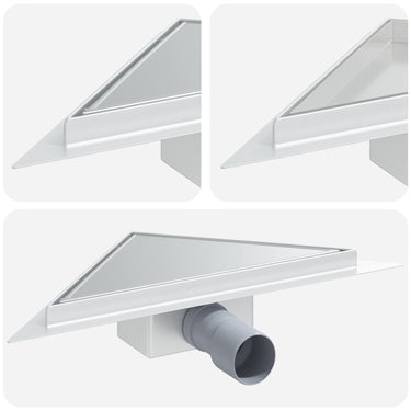 Vidaxl 2 in 1 driehoek doucheafvoer zilver 32 x 32 x 7,5 cm
