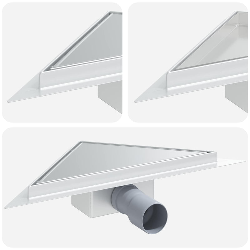 Afbeelding laden in galerijviewer, Vidaxl 2 in 1 driehoek doucheafvoer zilver 32 x 32 x 7,5 cm
