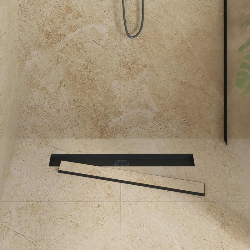 Afbeelding laden in galerijviewer, Vidaxl doucheafvoer 2-in-1 met 360° sifon zwart 70 cm
