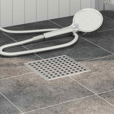 Vidaxl dot doucheafvoer zilver 15 x 15 cm roestvrij staal 304