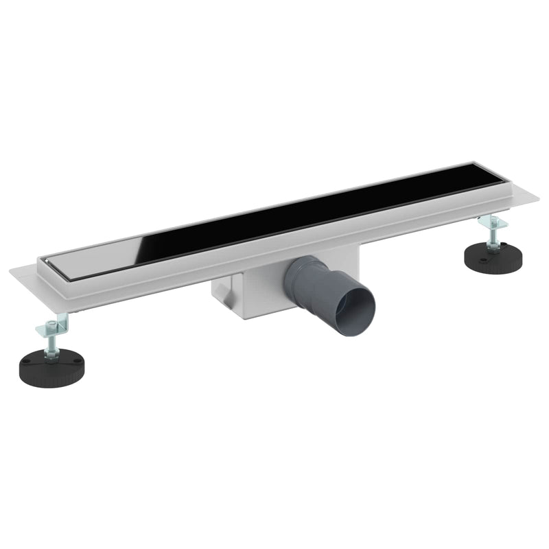 ギャラリービューアに画像をロードする, Vidaxl doucheafvoer met glazen deksel zwart 60 cm roestvrij staal 304
