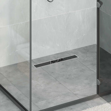 Vidaxl doucheafvoer glasdeksel met 360° sifon zwart 50 cm