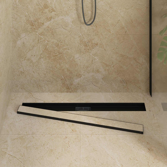 Vidaxl 2 in 1 doucheafvoer zwart 90 cm roestvrij staal 304